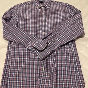 J. Crew Blue and Red Casual Button Down Shirt